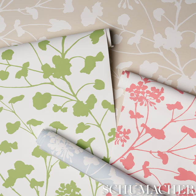 Pennick Coral on Ivory by Schumacher Painterly Floral Wallpaper – Schumacher 5010543