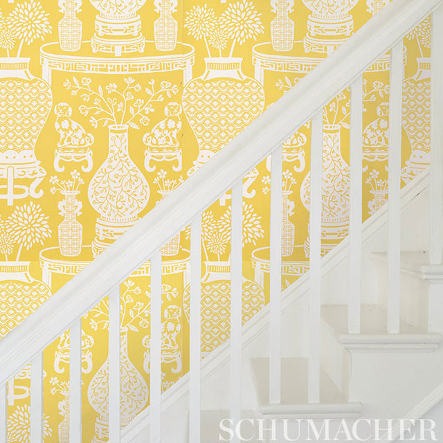 Hellene Yellow Chinoiserie Wallpaper by Schumacher – 5010550