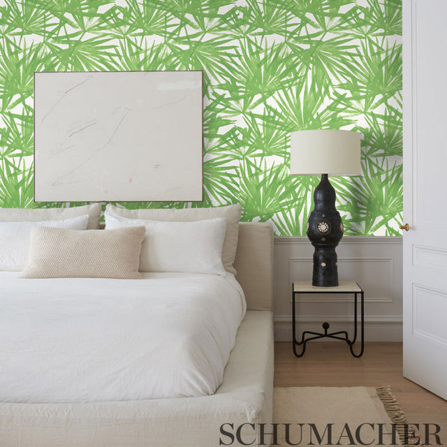 Sunlit Palm Yellow Watercolor Palm Leaf Wallpaper – Schumacher 5010561