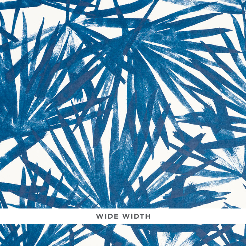 Sunlit Palm blue palm leaf watercolor wallpaper by Schumacher
