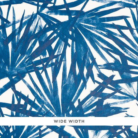 Sunlit Palm blue palm leaf watercolor wallpaper by Schumacher
