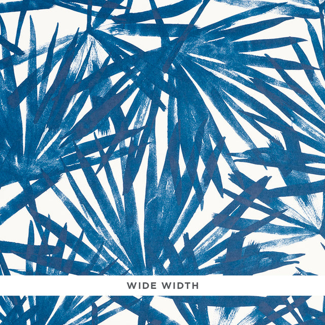 Sunlit Palm blue palm leaf watercolor wallpaper by Schumacher