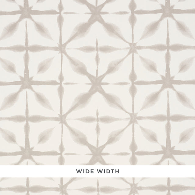 Andromeda Smoke by Schumacher, a wide-width wallpaper with a shibori-inspired geometric pattern in soft neutral tones.
