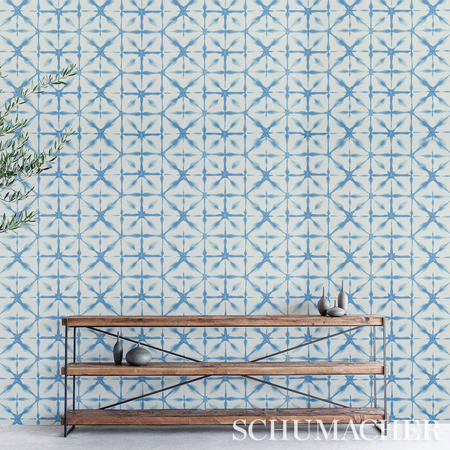 Andromeda Sky by Schumacher Shibori-Inspired Geometric Wallpaper – Schumacher 5010573
