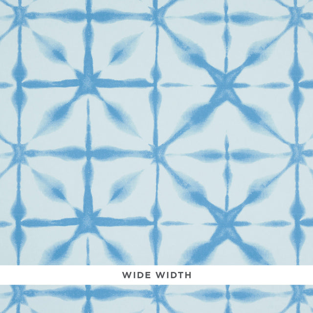 Andromeda Sky by Schumacher - Shibori-inspired blue and white geometric wallpaper pattern