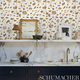 Pennick Mylar Gold Floral Wallpaper Metallics by Schumacher – Step Lively Collection 5010580