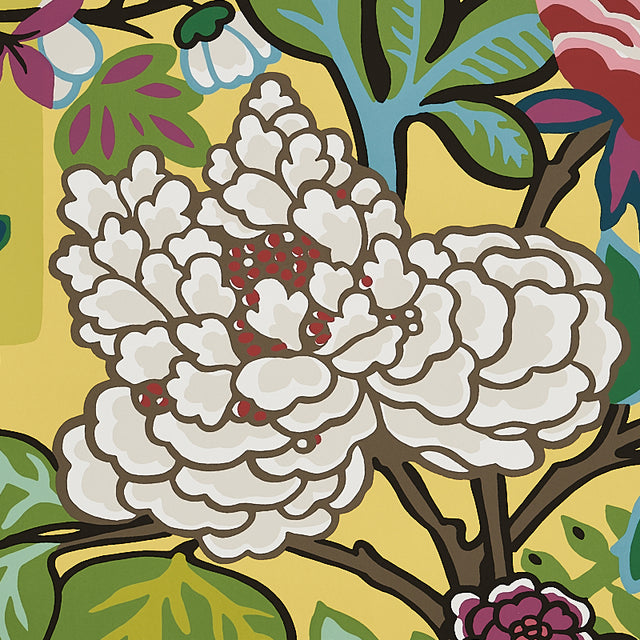 Chiang Mai Dragon Yellow by Schumacher Iconic Chinoiserie Wallpaper – Schumacher 5010591
