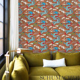 Magical Ming Dragon Porcelain by Schumacher Johnson Hartig Designer Wallpaper – Schumacher 5010600