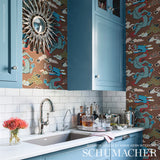 Magical Ming Dragon Brown by Johnson Hartig Designer Wallpaper – Schumacher 5010602