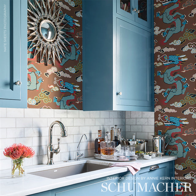 Magical Ming Dragon Brown by Johnson Hartig Designer Wallpaper – Schumacher 5010602