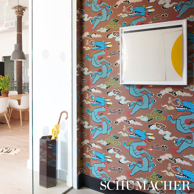 Magical Ming Dragon Brown by Johnson Hartig Designer Wallpaper – Schumacher 5010602