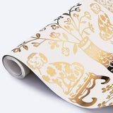 Hellene Mylar Gold by Schumacher Moon River Collection Patterned Metallic Wallpaper – Schumacher 5010611