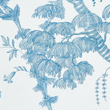 San Cristobal Toile Peacock by Schumacher Blue Botanical Wallpaper – Schumacher 5010620