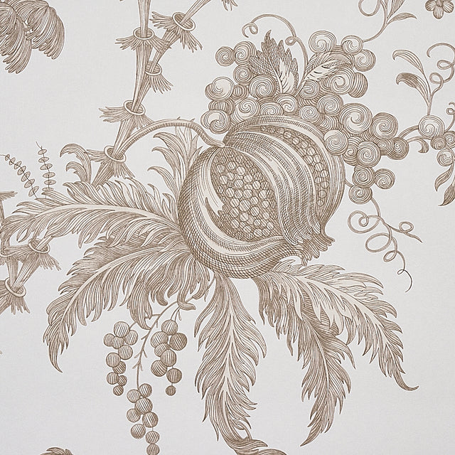 San Cristobal Toile Cocoa by Schumacher 18th-Century Botanical Wallpaper – Schumacher 5010621