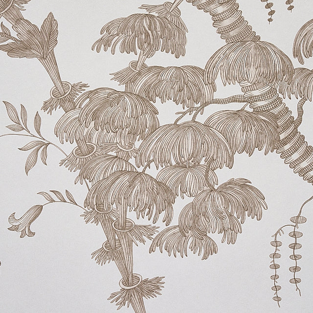 San Cristobal Toile Cocoa by Schumacher 18th-Century Botanical Wallpaper – Schumacher 5010621