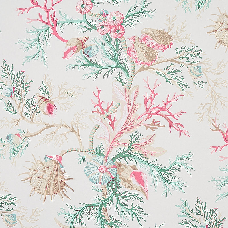 Del Tesoro Pink & Aqua by Schumacher Scenic Ocean Coral Wallpaper – Schumacher 5010651
