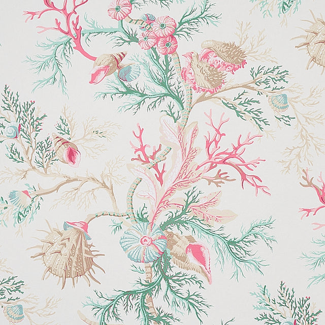 Del Tesoro Pink & Aqua by Schumacher Scenic Ocean Coral Wallpaper – Schumacher 5010651