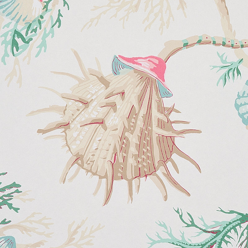 Del Tesoro Pink & Aqua by Schumacher Scenic Ocean Coral Wallpaper – Schumacher 5010651
