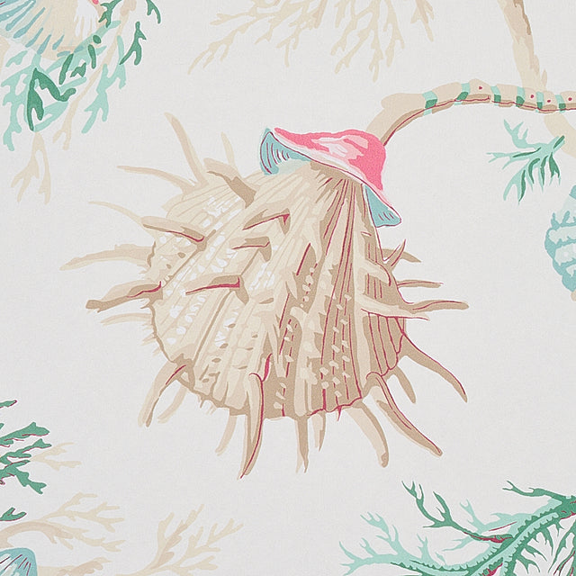 Del Tesoro Pink & Aqua by Schumacher Scenic Ocean Coral Wallpaper – Schumacher 5010651