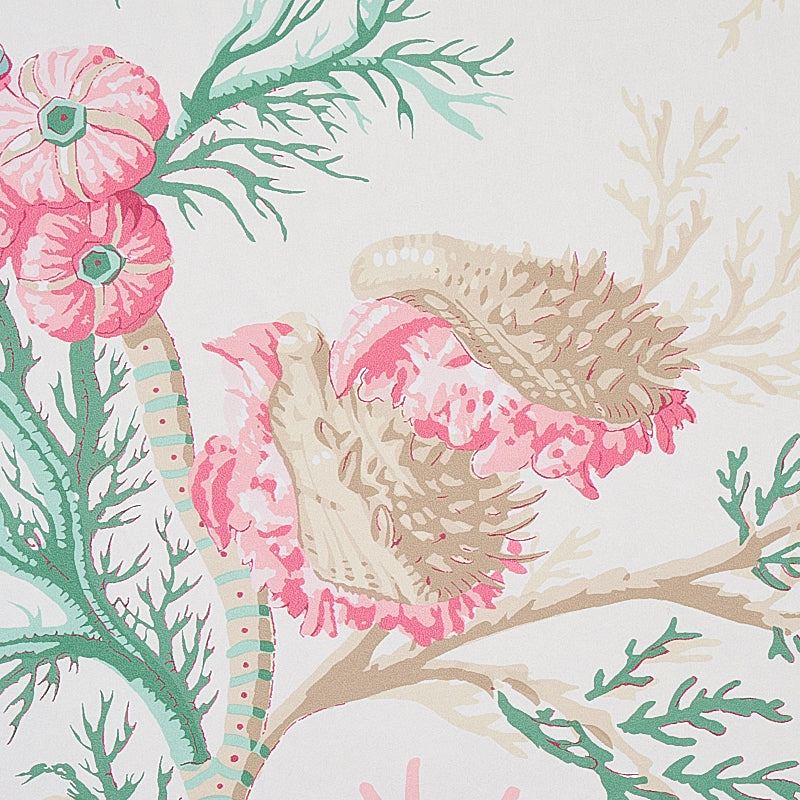 Del Tesoro Pink & Aqua by Schumacher Scenic Ocean Coral Wallpaper – Schumacher 5010651