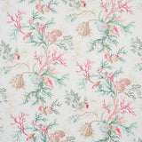 Del Tesoro wallpaper in pink and aqua featuring spiky sea creatures and coral, Schumacher 5010651