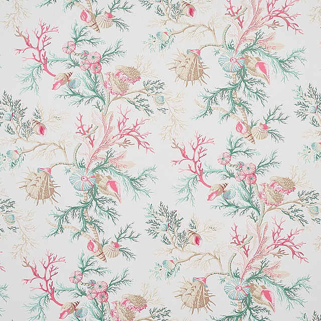 Del Tesoro wallpaper in pink and aqua featuring spiky sea creatures and coral, Schumacher 5010651