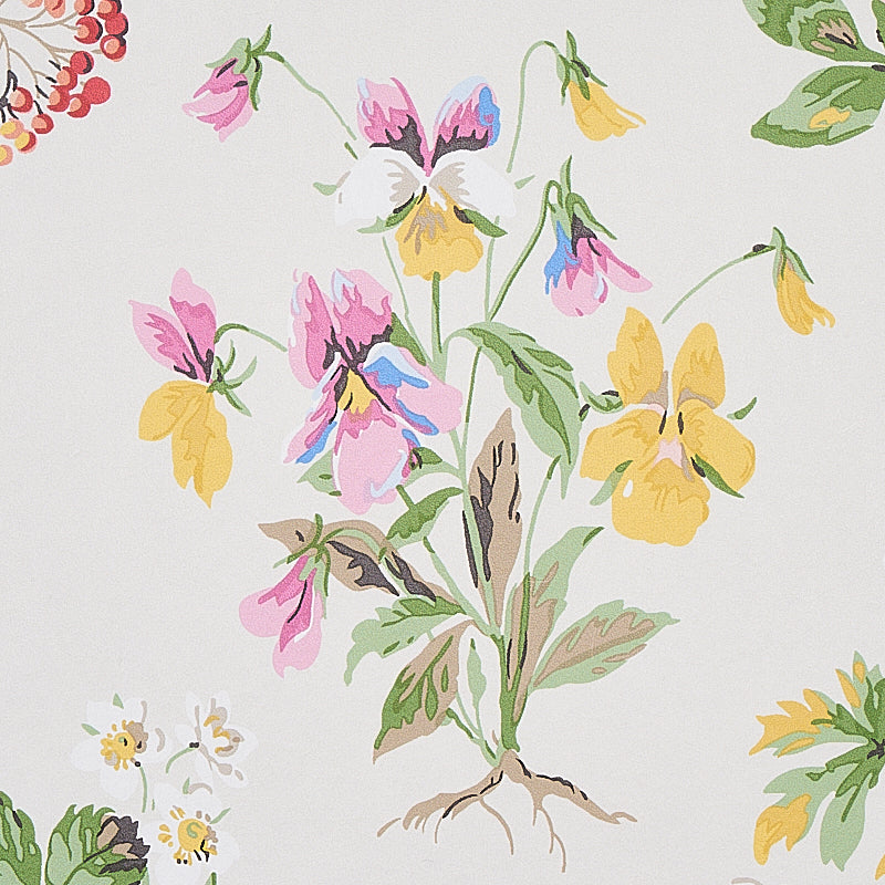 Floreana Berry by Schumacher Vintage English Wildflowers Floral Wallpaper – Schumacher 5010680