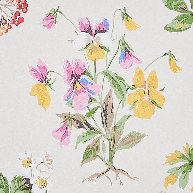 Floreana Berry by Schumacher Vintage English Wildflowers Floral Wallpaper – Schumacher 5010680