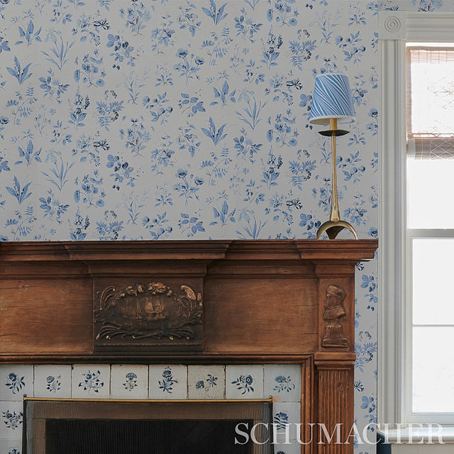 Floreana Blue English Wildflowers Wallpaper – Schumacher 5010681