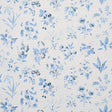Floreana blue English wildflowers wallpaper by Schumacher, featuring a delicate floral pattern in blue on a light background.