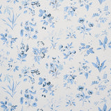 Floreana blue English wildflowers wallpaper by Schumacher, featuring a delicate floral pattern in blue on a light background.