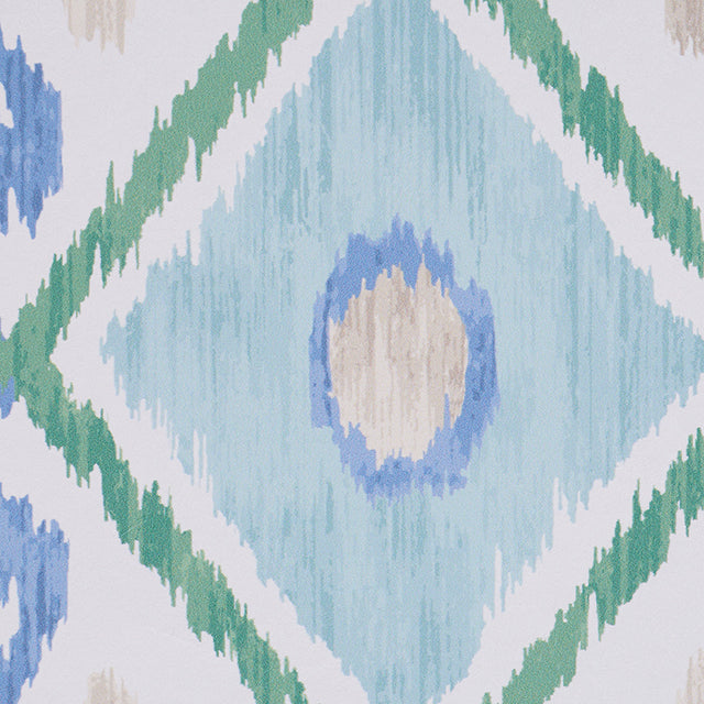 ELIZIA IKAT Green & Blue Wide-Width Ikat Wallpaper – Schumacher 5010710