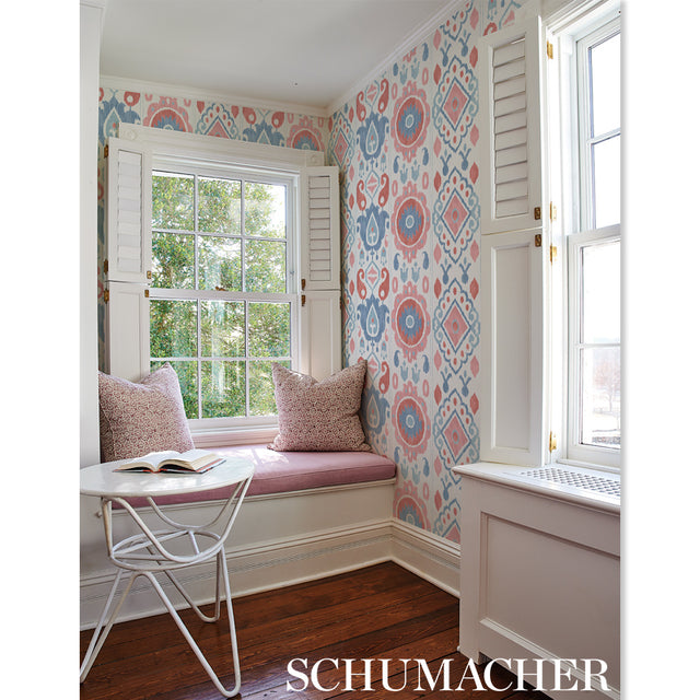 ELIZIA IKAT Sky & Ochre Wide-Width Ikat Wallpaper – Schumacher 5010711