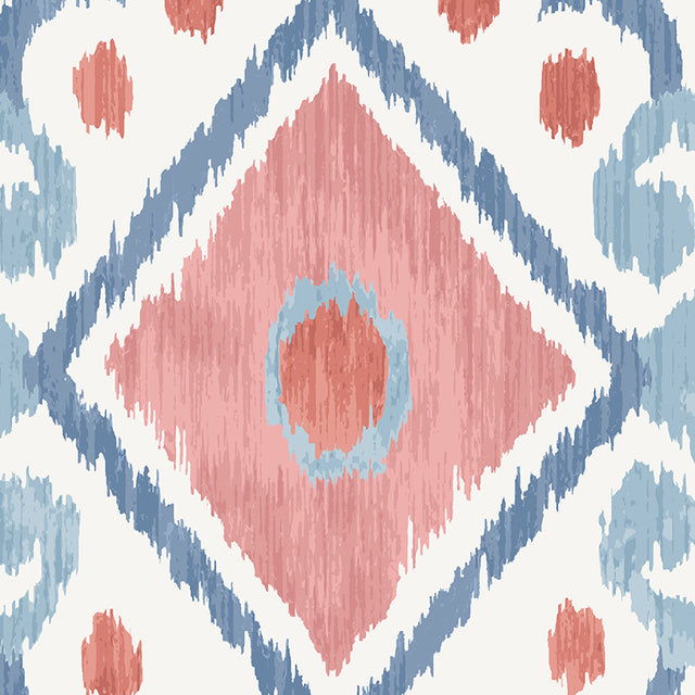 ELIZIA IKAT Rose & Indigo Wide-Width Wallpaper – Schumacher 5010712
