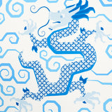 BIXI Porcelain by Schumacher Fire Breather Collection Blue Dragon Wallpaper – Schumacher 5010730