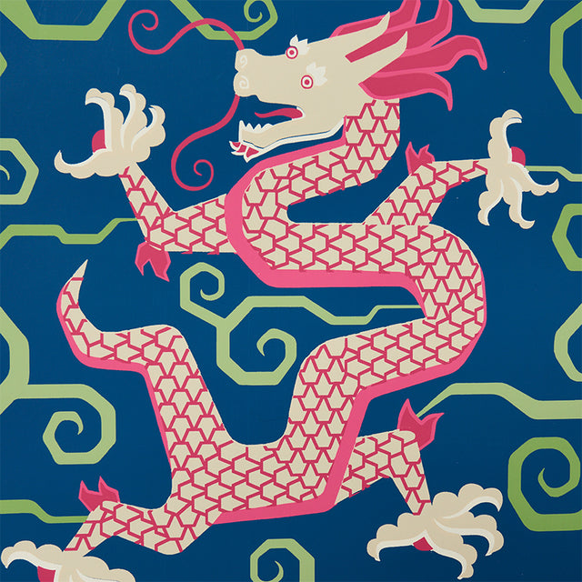 BIXI Sapphire by Schumacher Fire Breather Collection Dragon Motif Wallpaper – Schumacher 5010731