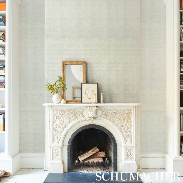 Aventurine Performance Silver by Schumacher Geometric Textured High Performance Wallcovering – Schumacher 5010750