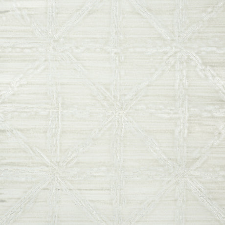 Aventurine Performance Silver geometric textured high performance wallcovering by Schumacher shown in a living room setting.