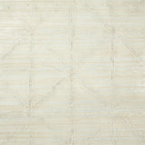 Aventurine Performance Stone by Schumacher, a high performance wallcovering with a loose geometric pattern and pearlescent finish, shown in a styled interior and close-up detail.