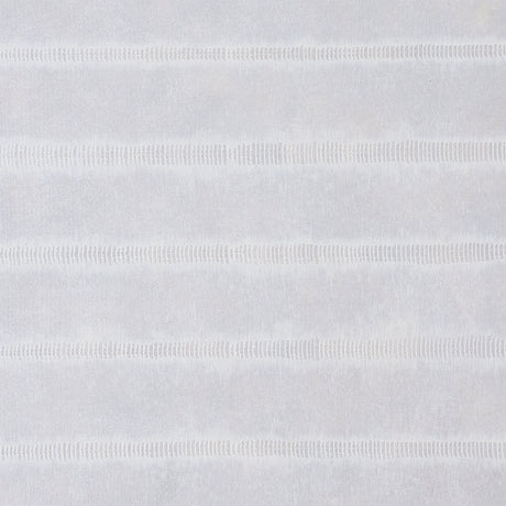 Riffler Performance Platinum subtle metallic stripe high performance wallcovering by Schumacher, shown in a styled interior and close-up views.