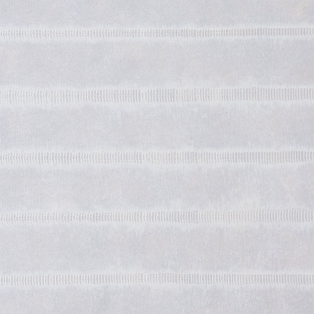 Riffler Performance Platinum subtle metallic stripe high performance wallcovering by Schumacher, shown in a styled interior and close-up views.