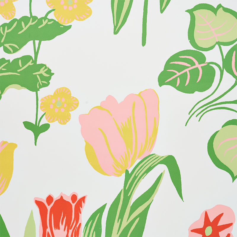 Carly Pink by Schumacher Vibrant Floral Wallpaper – Flower Power Collection 5010770