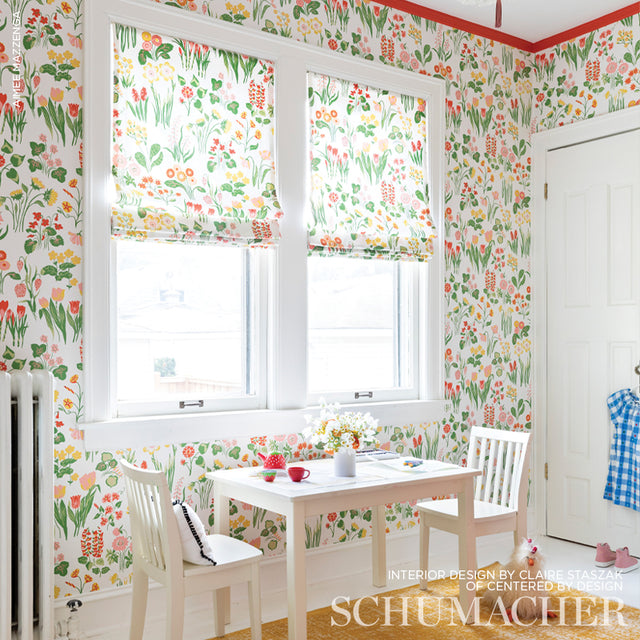 Carly Pink by Schumacher Vibrant Floral Wallpaper – Flower Power Collection 5010770