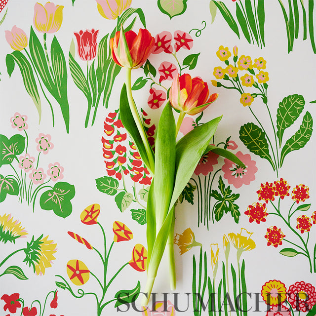 Carly Pink by Schumacher Vibrant Floral Wallpaper – Flower Power Collection 5010770