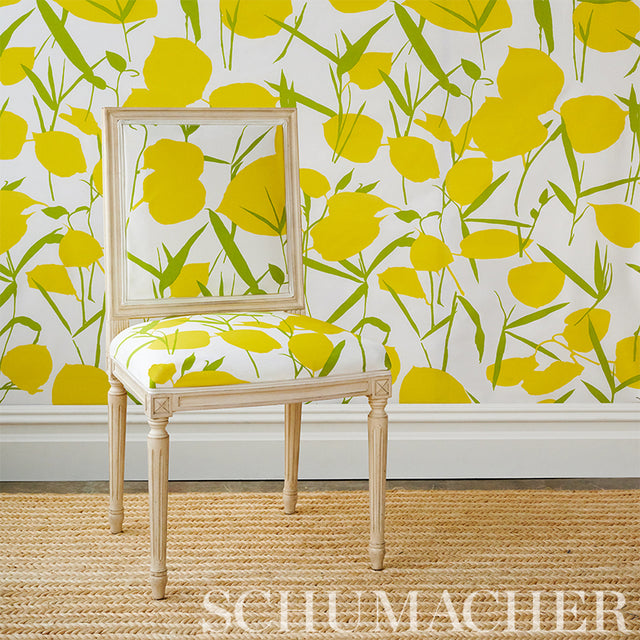 JOAN Yellow Floral Wallpaper by Schumacher – Flower Power Collection 5010780