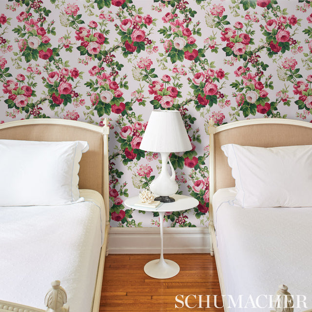 Nancy Floral Rose by Schumacher Country Chic Wide-Width Floral Wallpaper – Schumacher 5010840