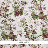 Nancy Floral wallpaper in Grisaille by Schumacher, featuring lush rose blossoms and green foliage in a classic floral pattern.