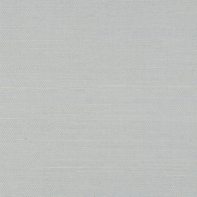 Haruki Sisal Mist wallpaper by Schumacher, classic sisal wallcovering with sheen and texture in a soft mist colorway.