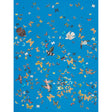 Queen's Flight Panel Set wallpaper in royal blue with a vibrant pattern of birds and butterflies by Peg Norriss for Schumacher.