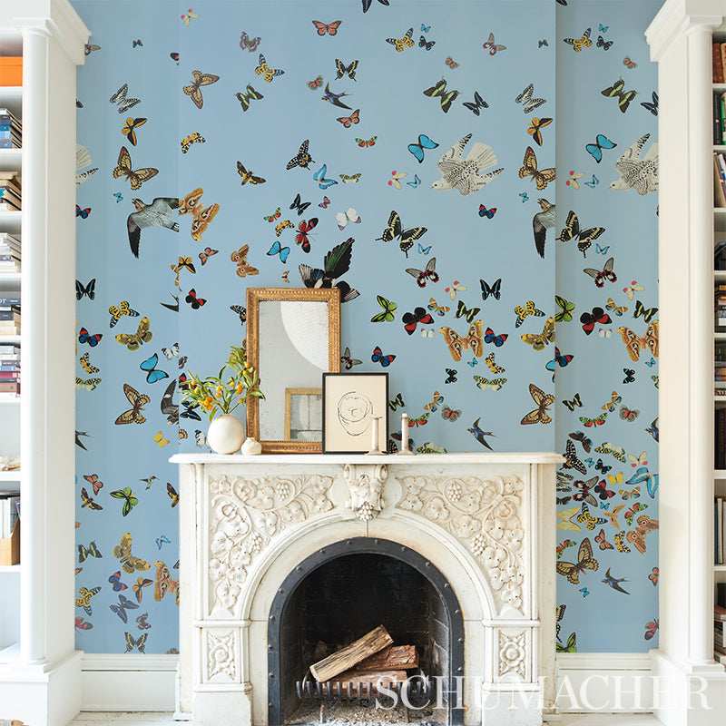 Queen's Flight Panel Set Sky by Peg Norriss Scenic Birds & Butterflies Wallpaper – Schumacher 5010865